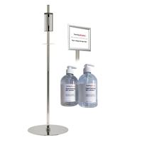 Sanillo Hand Sanitiser Dispenser with Stainless Steel Stand, Signage Frame & 1L Santiser Pack